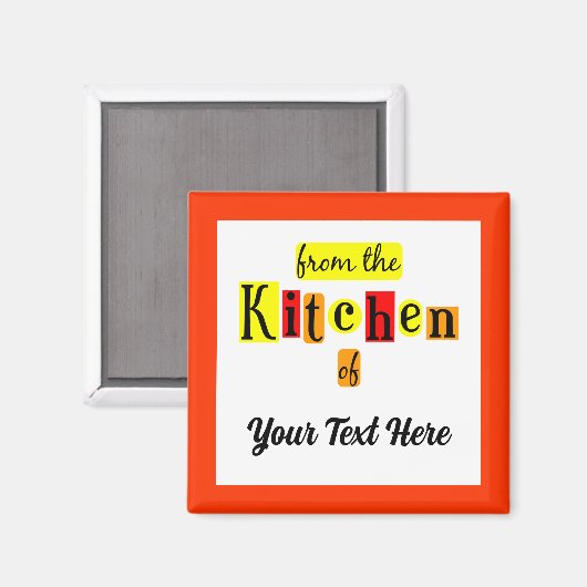 Uit de Keuken van Retro Aangepaste Oranje Rand Magneet (Voorkant / Achterkant)