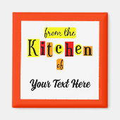Uit de Keuken van Retro Aangepaste Oranje Rand Magneet (Voorkant)