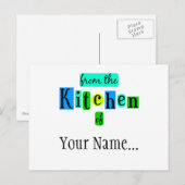 Uit de keuken van Retro Blauw Groen Aangepaste Pos Briefkaart (Voorkant / Achterkant)
