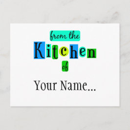 Uit de keuken van Retro Blauw Groen Aangepaste Pos Briefkaart