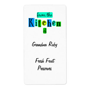 Uit de Keuken van Retro Blauw Groen Recept Label