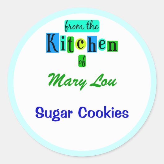 Uit de keuken van Retro Blauwe Groene Stickers (Voorkant)