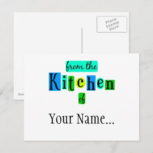 Uit de keuken van Retro Blue Green Custom Postca Briefkaart (Voorkant / Achterkant)