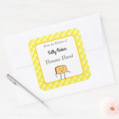 Uit de keuken van Retro Brood Slice op Plaid Vierkante Sticker (Envelop)