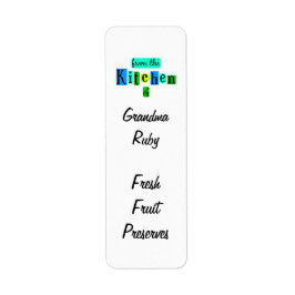 Uit de keuken van Retro Groen Blauw Baklabel Etiket