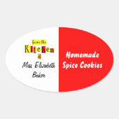 Uit de keuken van Retro Red Yellow Canning Ovale Sticker (Voorkant)