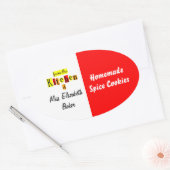 Uit de keuken van Retro Red Yellow Canning Ovale Sticker (Envelop)