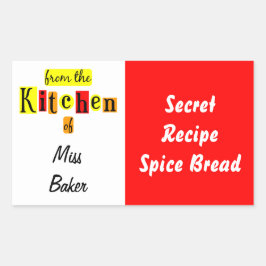 Uit de keuken van Retro Rood Geel Baklabel Rechthoekige Sticker