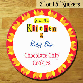 Uit de keuken van Retro Starburst Bewerkbaar Ronde Sticker