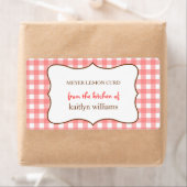 Uit de keuken van rode gingham custom label (Insitu)