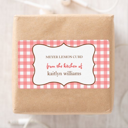 Uit de keuken van rode gingham custom label (Insitu)