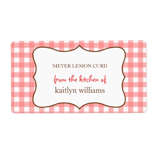 Uit de keuken van rode gingham custom label (Voorkant)