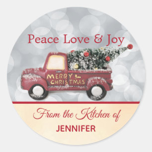 Uit de keuken van   Rode Kerstwagen Ronde Sticker