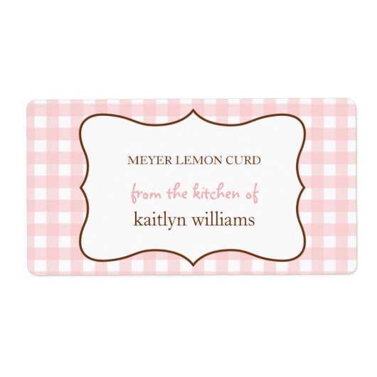 Uit de keuken van roze gingham custom label (Voorkant)
