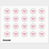 Uit de keuken van - roze hart gemaakt met liefde ronde sticker (Vel)
