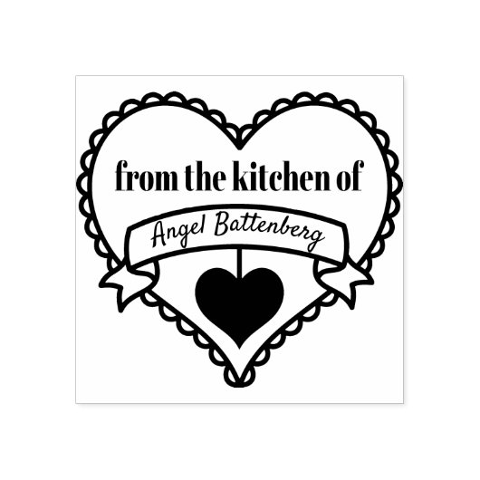 Uit de keuken van .. Rustiek Hart Gepersonaliseerd Rubberstempel (Afrduk)