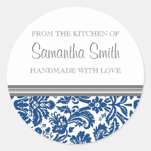 Uit de keuken van Sticker Blue Damask (Voorkant)