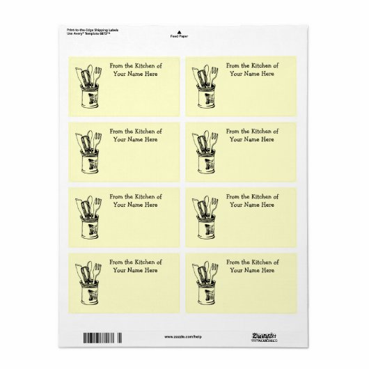 Uit de keuken van voedsel koken label (Full Sheet)