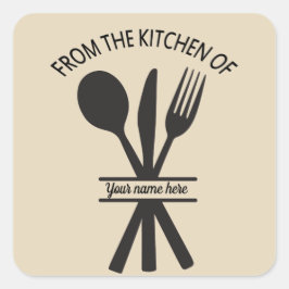 Uit de keuken van voeg naam sticker