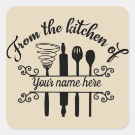 Uit de keuken van voeg naam sticker