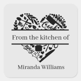 Uit de keuken van voeg naam toe vierkante sticker