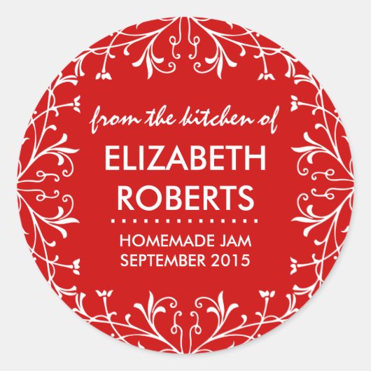 Uit de Keuken van Zelfgemaakte Canning Cadeau Labe Ronde Sticker (Voorkant)