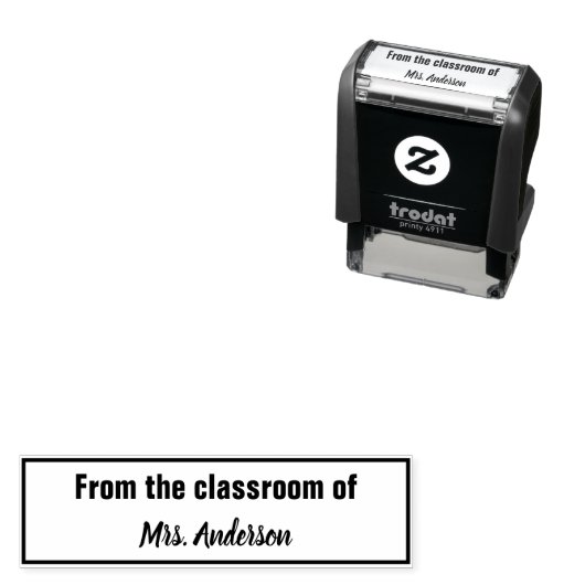 Uit de klas van de naam van de leraar met rand zelfinktende stempel (In situ)