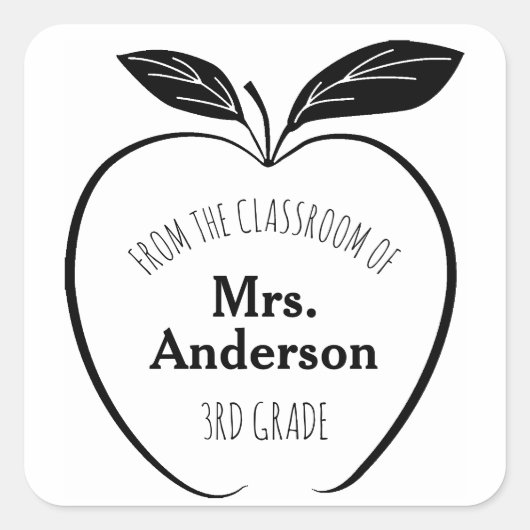 Uit de klas van leraar Appel Vierkante Sticker (Voorkant)