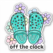 Uit de klok Rubber klompen en bloemen Sticker (Voorkant)