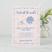 Uit de markt Bloemen Hand getrokken Vrijgezellenfe Kaart (Staand voorkant)