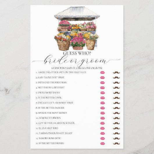 Uit de markt Bloemenwinkel Vrijgezellenfeest spel Flyer (Voorkant)