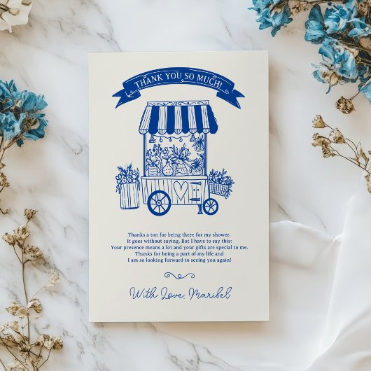 Uit de markt bloemrijke gekrabbel bruidsdouche bedankkaart