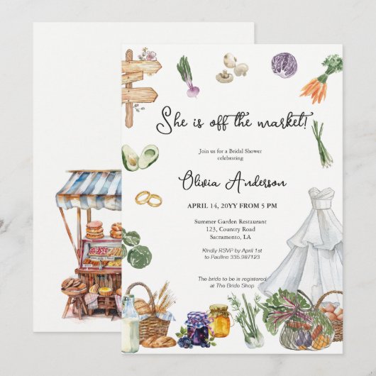 Uit de markt Boer's Bridal Shower Uitnodiging (Voorkant / Achterkant)