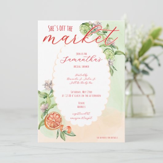 Uit de markt Boho Citrus Lemon Vrijgezellenfeest Kaart (Staand voorkant)