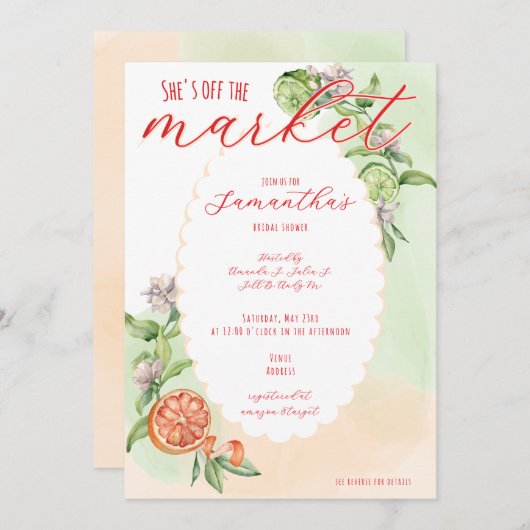 Uit de markt Boho Citrus Lemon Vrijgezellenfeest Kaart (Voorkant / Achterkant)