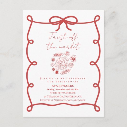 Uit de Markt Bruidsfeest Uitnodiging Template Briefkaart (Voorkant)