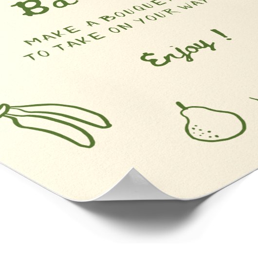 Uit de markt Groene Hand getrokken Bloem Bar Poster (Hoek)