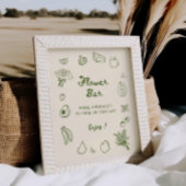 Uit de markt Groene Hand getrokken Bloem Bar Poster