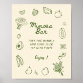 Uit de markt Groene Hand getrokken Mimosa Bar Poster (Voorkant)
