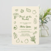 Uit de markt groene hand getrokken Vrijgezellenfee Kaart (Staand voorkant)