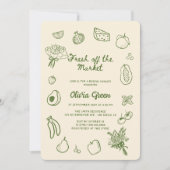 Uit de markt groene hand getrokken Vrijgezellenfee Kaart (Voorkant)