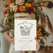 Uit de markt handgetekende groene Vrijgezellenfees Kaart