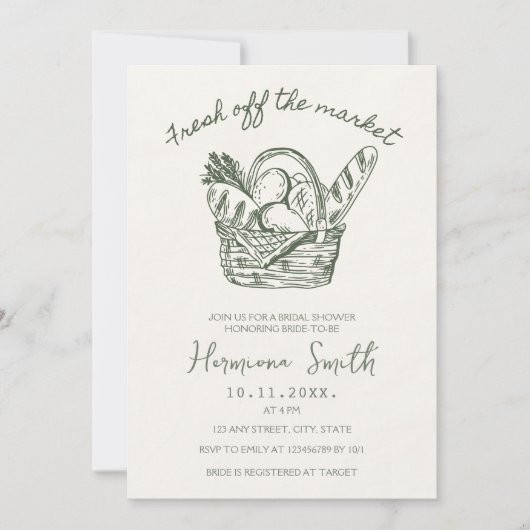 Uit de markt handgetekende groene Vrijgezellenfees Kaart (Voorkant)