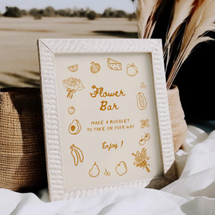 Uit de markt Sinaasappel Hand getrokken Bloemstaaf Poster