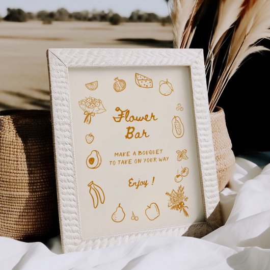 Uit de markt Sinaasappel Hand getrokken Bloemstaaf Poster