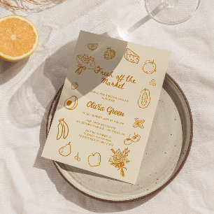 Uit de markt Sinaasappel hand getrokken Vrijgezell Kaart