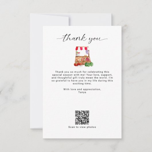 Uit de markt Vrijgezellenfeest Dank u QR-code Bedankkaart (Voorkant)