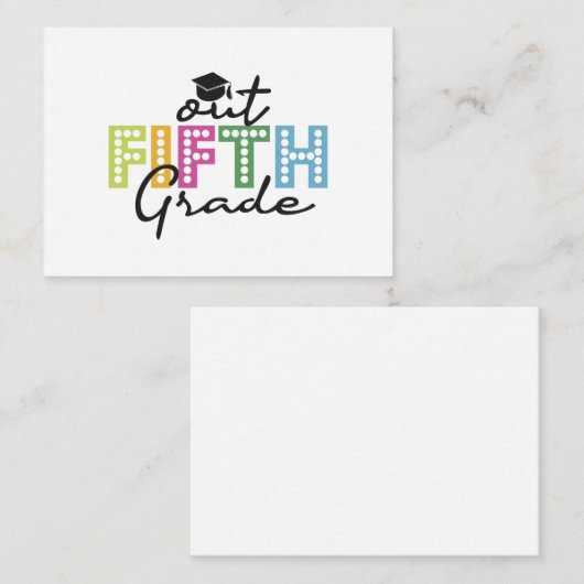 Uit de vijfde graad Afstuderen Senior Summer Vacki Notitiekaartje (Voorkant / Achterkant)