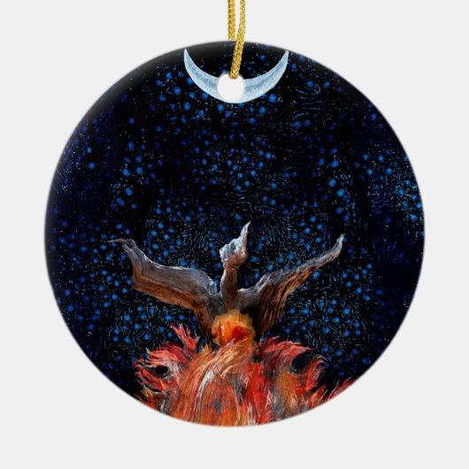 Uit de vlammen: Phoenix Rising Keramisch Ornament (Voorkant)