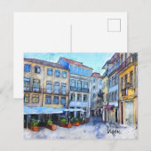 Uit de weg naar Cafe Viseu Portugal Briefkaart (Voorkant / Achterkant)